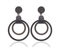 Bohemian Vintage Wooden Dangle Earrings for Women, Retro Geometric Round Big Lightweight Boho Statement Earrings for Women (D)