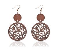 Bohemian Vintage Wooden Dangle Earrings for Women, Retro Geometric Round Big Lightweight Boho Statement Earrings for Women (C)