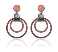 Bohemian Vintage Wooden Dangle Earrings for Women, Retro Geometric Round Big Lightweight Boho Statement Earrings for Women (E)