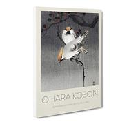 Bohemian Waxwing Birds By Ohara Koson Canvas Print | Gallery Wrapped 30mm Frame Wall Art | 20x14 inches | Ready to Hang | Asian Bird Picture | Living Room Bedroom Lounge Office