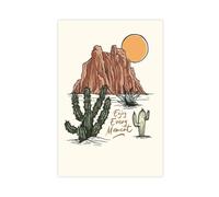 Bohemian Western Desert Enjoy Every Moment Print - Landscape, Desert Sunshine Cactus, Boho Cowboy, Positivity, Travel Wander, Warm Colours, Canvas Art Wall Decor Posters Home Bar Restaurant Garage Ca