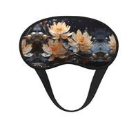 Bohemian White Lotus Black Border Satin Sleep Mask for Light Blocking Comfort