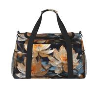 Bohemian White Lotus Hand Travel Bag.Fashionable Design, Large Storage Capacity, Suitable For Business Trips And Short Trips., Black, One Size