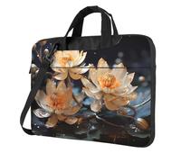 Bohemian White Lotus Light Laptop Bag - Shockproof Laptop handbag for Business Trips Work Office and University, Black, 13 inch