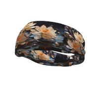 Bohemian White Lotus Pattern Sports Sweatband Headscarf Head Bands For Women Men Suitable For Running Yoga Fitness Football