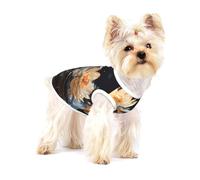 Bohemian White Lotus Small Pet Cotton Vest M Full Print Dog Cat Soft Breathable Elastic Apparel Daily Party Outfit
