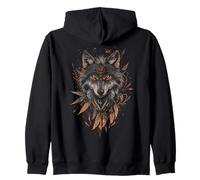 Bohemian Wolf Dreamcatcher Boho Wolf Zip Hoodie