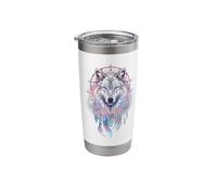 Bohemian Wolf Dreamcatcher Wolf Mandala Stainless Steel Insulated Tumbler