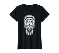 Bohemian Wolf Portrait Native American Feather Wildlife Art Value Graphic T-Shirt