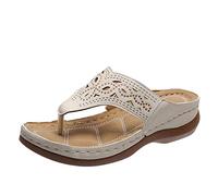 Bohemian Women's Elegant Sandals with Glitter Summer Slippers Soft Slippers Summer Shoes Glitter Flip Flops Elastic Band Slingback Sandals Girls Beach Shoes, beige, 5 UK