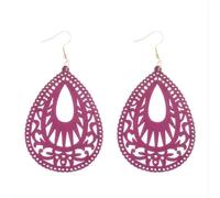 Bohemian Wood Teardrop Earrings for Women Handmade Natural Hollow Wooden Lightweight Teardrop Earrings Vintage Colorful African Nature Wooden Dangle Earrings for Women Jewelry, Zinc, No Gemstone