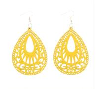 Bohemian Wood Teardrop Earrings for Women Handmade Natural Hollow Wooden Lightweight Teardrop Earrings Vintage Colorful African Nature Wooden Dangle Earrings for Women Jewelry, Zinc, No Gemstone