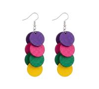 Bohemian Wooden Layered Disc Dangle Earrings, Boho Style Round Drop Earrings for Women, Lightweight Statement Jewelry for Daily Wear & Party, One Size, Wood, No Gemstone
