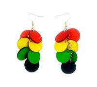 Bohemian Wooden Layered Disc Dangle Earrings Handmade Boho Round Disc Drop Earring Ethnic Style Jewelry, Wood, No Gemstone