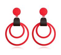 Bohemian Wooden Round Geometric Earrings Retro Hollow Out Circle Drop Dangle Earrings Handmade Lightweight Statement Jewelry for Women, 1, Metal, No Gemstone