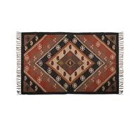 Bohemian Wool and Jute Kilim Rug - Handmade Flat Weave Runner - Geometric Pattern Rustic Farmhouse Carpet for Home Décor 2x15 FT