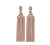 Bohemian Woven Tassel Earrings for Women Beaded Long Thread Fringe Dangle Earrings Handmade Chandelier Statement Jewelry, Metal, No Gemstone