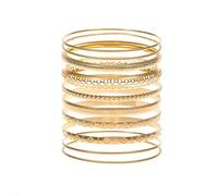 Bohemica Layers Stackable Bracelets Set Indian Wedding Multi Textured Gold Bangle Bracelet Handcuffs Wrist Bangle for women Jewelry Set, 06 Gold, Zinc, no gemstone