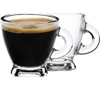 BOHEM'S Espresso Cups, 3.2 oz Small Demitasse Clear Glass Espresso Drinkware, Set of 2, Espresso Shot Glasses, Clear Expresso Coffee Cups, Tazas de Cafe Expreso
