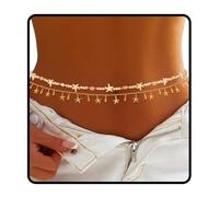 Bohend Layered Rhinestone Waist Chain Silver Butterfly Belly Chains Crystals Belt Jewelry Body Chain Adjustable Accessories for Women and Girls, One Size, Non-Precious Metal, No Gemstone