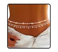 Bohend Layered Rhinestone Waist Chain Silver Butterfly Belly Chains Crystals Belt Jewelry Body Chain Adjustable Accessories for Women and Girls, One Size, Non-Precious Metal, No Gemstone