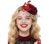 Bohend Mini Top Hat Halloween Flower Sequin Spider Fascinator with Veil Hair Clip Party Rave Cosplay Accessory Women and Kids