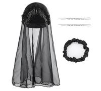 Bohend Women Flower Turban Hat Rhinestone Beaded Headwrap Beanie Pre Tied Pleated Headscarf Bonnet Tassel Veil Head Cover Cap (Polyester, Dark)