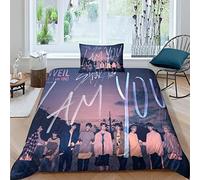 BOHHO Kids Boys SKZ Duvet Cover Stray Kids Duvet Set 3D Decor Bedding Set Ultra Soft Comforter Cover for Adult Teens Children Duvet Cover Single（135x200cm）