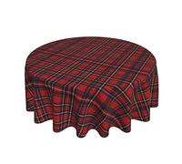 BOHHO Round Tablecloth Royal Stewart Tartan Tablecloth Washable Decorative Holiday Table Cloths For Kitchen Dining