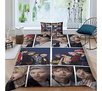 BOHHO Single（135x200cm） Duvet Cover Set Stray Kids Pattern Quilt Cover Set 3D Print Lightweight Soft Microfiber Kids SKZ Bedding Sets with Zipper Closure 3 Piece