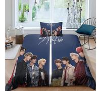 BOHHO SKZ Bedding Duvet Cover Single（135x200cm） 3D Stray Kids Printed Quilt Duvet Cover with Zipper Closure, Soft Microfiber Funny Bedding 3 Pieces Set Child Teen Adult