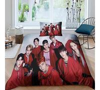 BOHHO Stray Kids Duvet Cover Set SKZ 3D Printed Bedding Quilt Cover for Bedding Decro Ultra Soft Microfiber Duvet Cover 3Pcs Single（135x200cm）