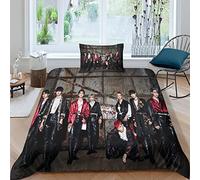 BOHHO Stray Kids Duvet Cover Set SKZ Printed Bedding Quilt Cover Soft Microfiber Bedding Set with Zipper Closure for Girls Boys Kids Single（135x200cm）