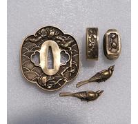 BOHIHYU Antique Copper Samurai Tsuba Fuchi Kashira Menuk Set - Dragon Phoenix Buddha Demon Floral Motif (FGTDT12, 7.5x7.5cm / 2.95"x2.95")