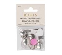 Bohin Buttons Cover, Silver, 15mm
