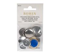 Bohin Buttons Cover, Silver, 22mm