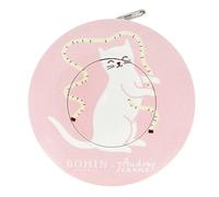 BOHIN France Cat Themed Automatic Tape Measure - Centimetres and Inches Indication, Double-Sided Tape Measure for Sewing and Measuring Projects, Plastic Casing, Pink, 150cm - 1 Piece