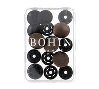 BOHIN France Metallic Finger Snaps - Metal Finish Fabric Snaps for Sewing Projects, Plastic, Bronze, 14mm - 4 Pieces