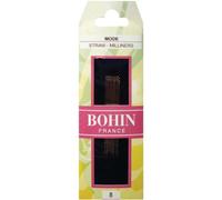 BOHIN France Milliner Needles - Nickel-Plated, Round Eye and Sharp Point Needles for Sewing Projects, Steel, No.8 - 15 Needles