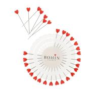 Bohin Head pins 38x0.60mm heart plastic red - 1x30pcs