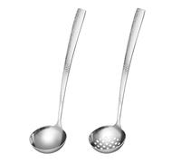 BOHK Delicate Hammered Serving Spoon Cooking Spoon Stainless Steel Large Buffets Spoon Slotted Spoon for Cooking 11.6-Inch, Pack of 2