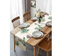 Boho Abstract Color Block Table Runner 108 Inches Long, Tropical Green Palm Leaves Washable Table Runners Heat-Insulation Kitchen Dining Table Decorations for Home Party Decor 13x108in
