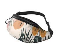 Boho Abstract Fanny Pack Premium-Textured Crossbody Bag Modern Tropical Leaves Hands-Free Bag City Explorers 14X35CM