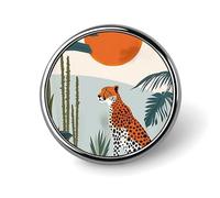 Boho Abstract Leopard Round Brooch Pin Badge Lapel Tie Pin for Women Men Office Worker Teacher Decor