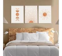 Boho Abstract Mid Century Sun Moon Wall Art Canvas Painting Nordic Posters and Prints Wall Pictures Modern Living Room Decor 30x45cmx3 No frame