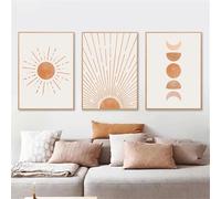 Boho Abstract Mid Century Sun Moon Wall Art Canvas Painting Nordic Posters And Prints Wall Pictures Modern Living Room Decor(70x90cmx3/Without frame)