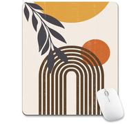 Boho Abstract Mouse Pad Cute, Modern Art Leaf Sun Rectangular Laptop Mousepad Minimalist Geometric Office Bohemian Small Vertical Portable Desk Pad Non-Slip Mouse Mat Washable Desk Decor Accessories