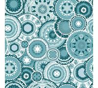 Boho Abstract Upholstery Fabric by The Yard,Retro Aqua Mandala Outdoor Fabric by The Yard,Bohemian Geometric Circle Decor Fabric for Upholstery and Home DIY Projects,3 Yards,(L276*W150cm) Turquoise