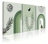 Boho Abstract Wall Art - Sage Painting Green Minimalist Canvas Posters and Prints, Living Room, Bedroom Home Decor Artwork(50x70cmx3/Frameless)