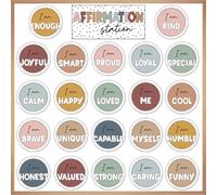 Boho Affirmation Station Bulletin Board Set Rainbow Positive Affirmations Bulletin Board Decorations for Classroom Mirror Wall Bulletin Board